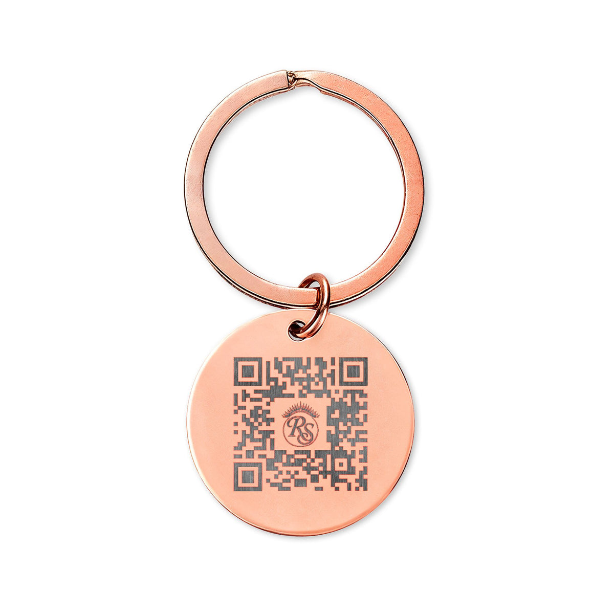 Engravable Stainless Steel Round Keychain — Custom Logo or QR Tag