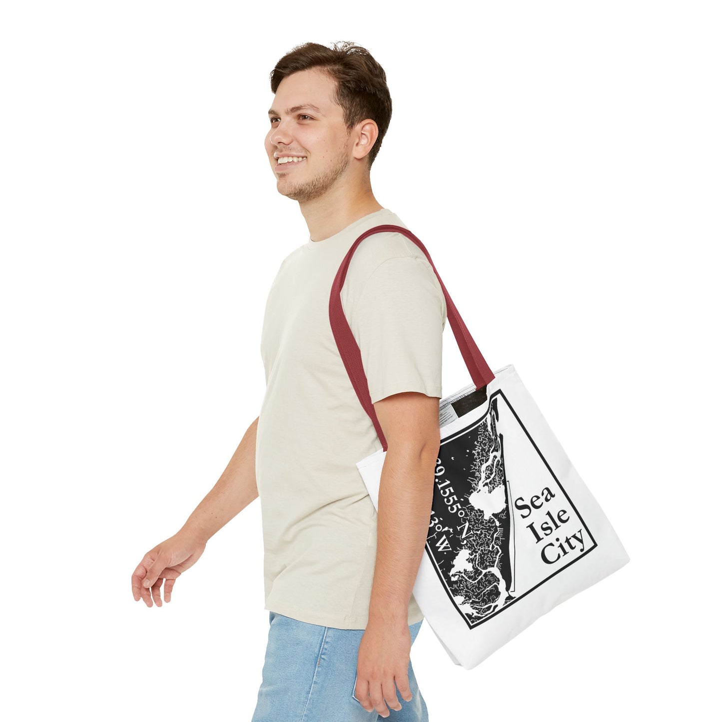 Sea Isle City Map Tote Bag — Coastal Coordinates Beach Bag