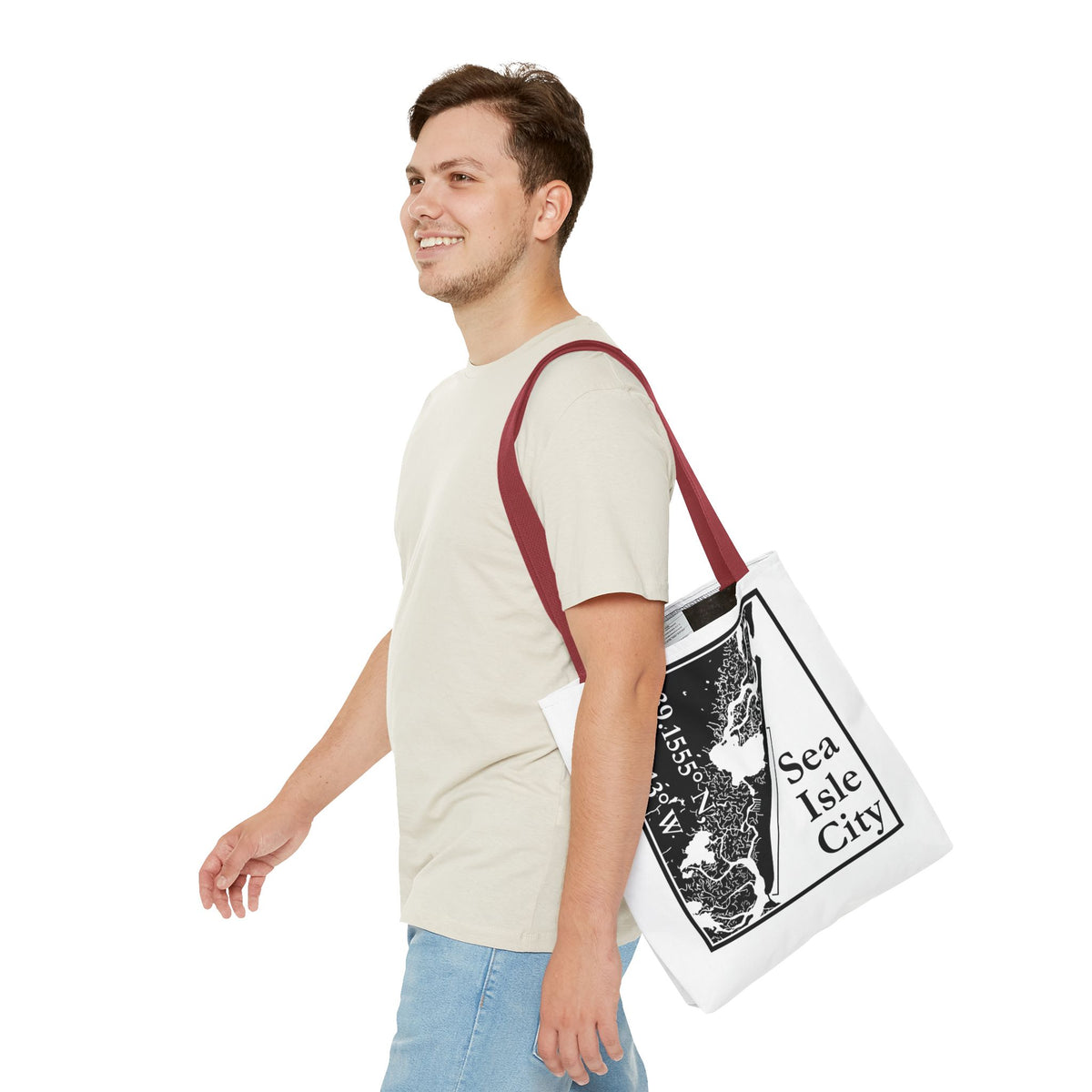 Sea Isle City Map Tote Bag — Coastal Coordinates Beach Bag