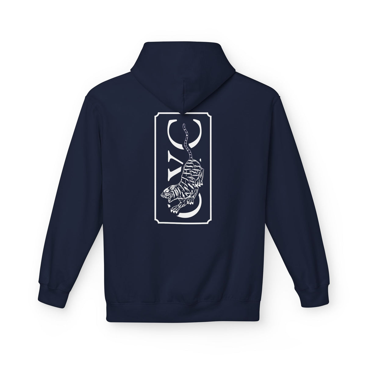 OYC Logo Hoodie — Orange Streetwear Pullover with Back Tiger Graphic