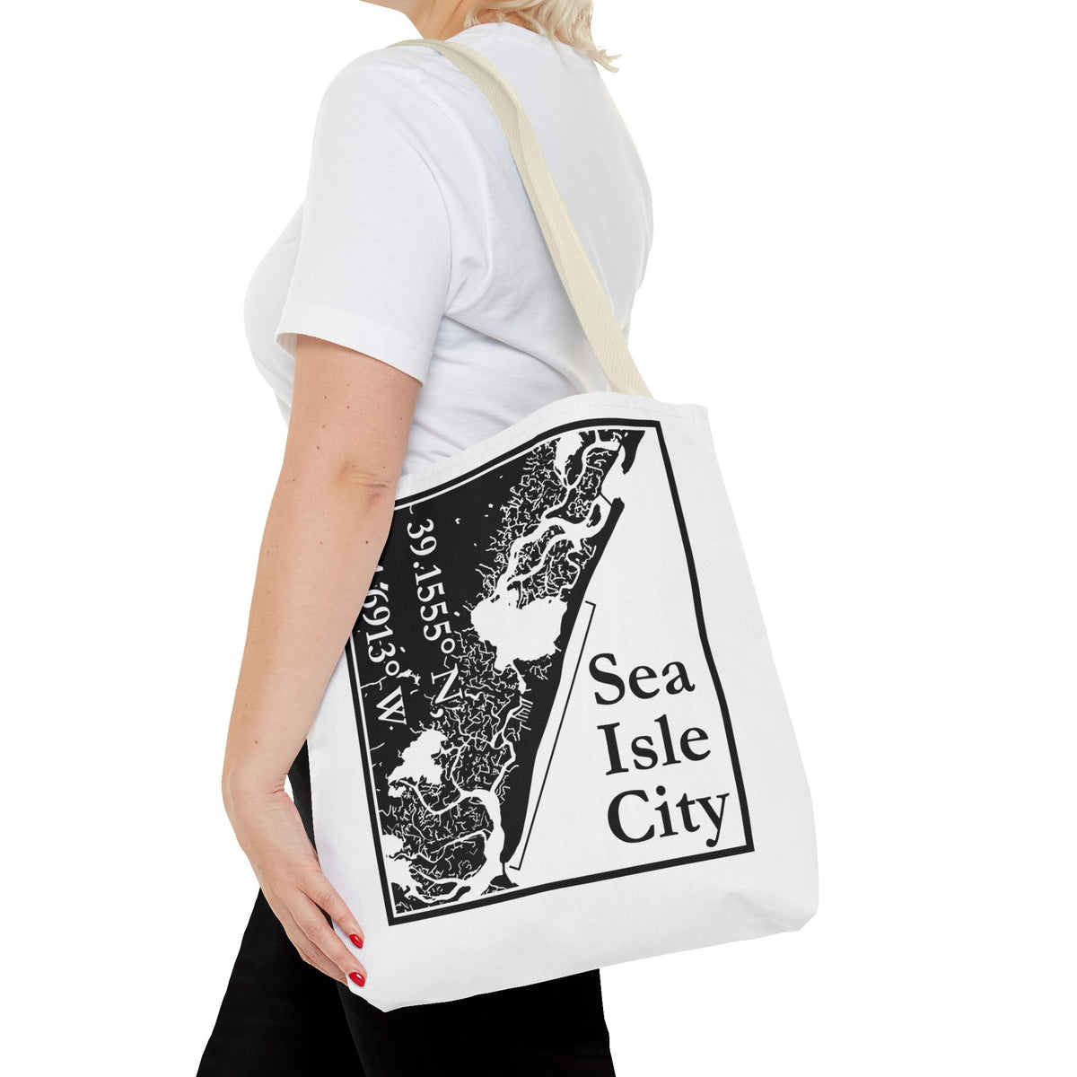 Sea Isle City Map Tote Bag — Coastal Coordinates Beach Bag