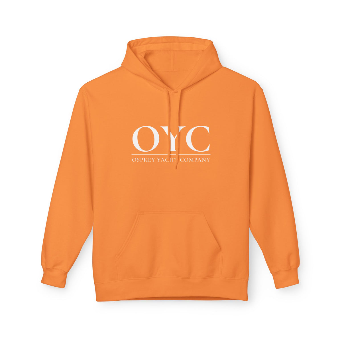 OYC Logo Hoodie — Orange Streetwear Pullover with Back Tiger Graphic