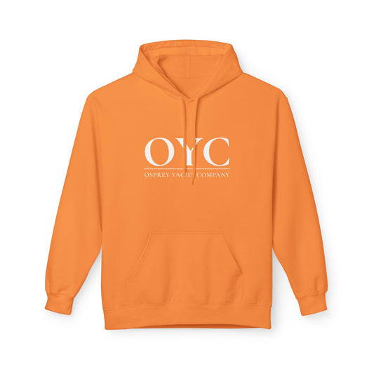 OYC Logo Hoodie — Orange Streetwear Pullover with Back Tiger Graphic