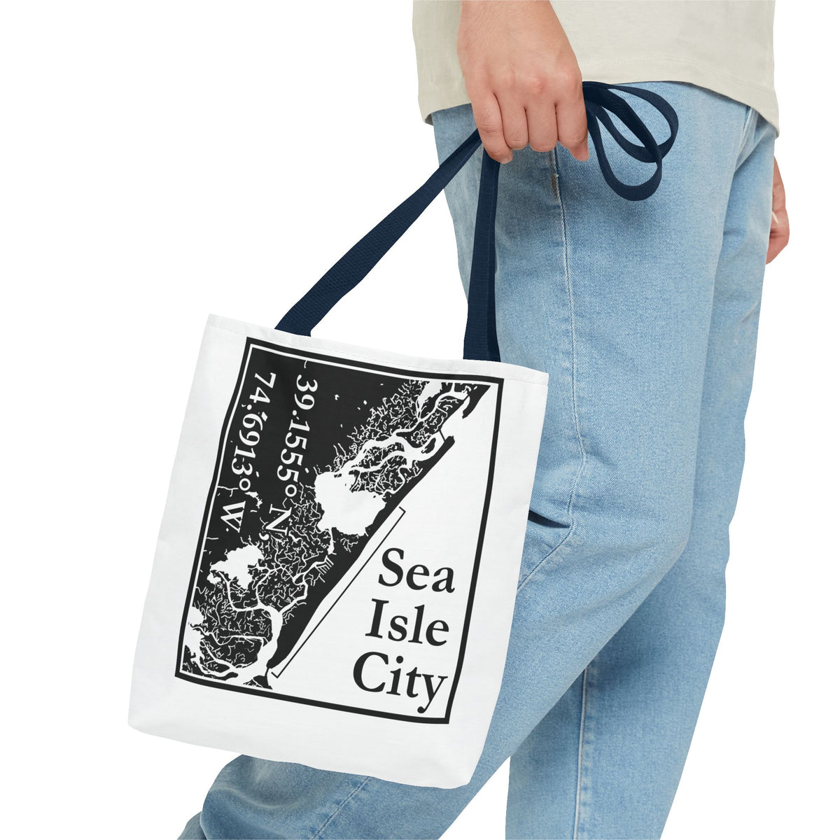 Sea Isle City Map Tote Bag — Coastal Coordinates Beach Bag