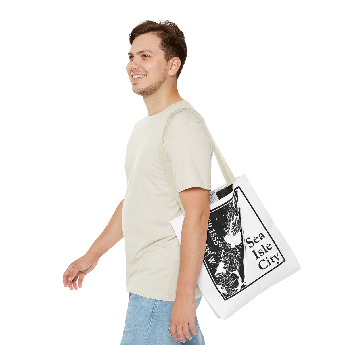 Sea Isle City Map Tote Bag — Coastal Coordinates Beach Bag