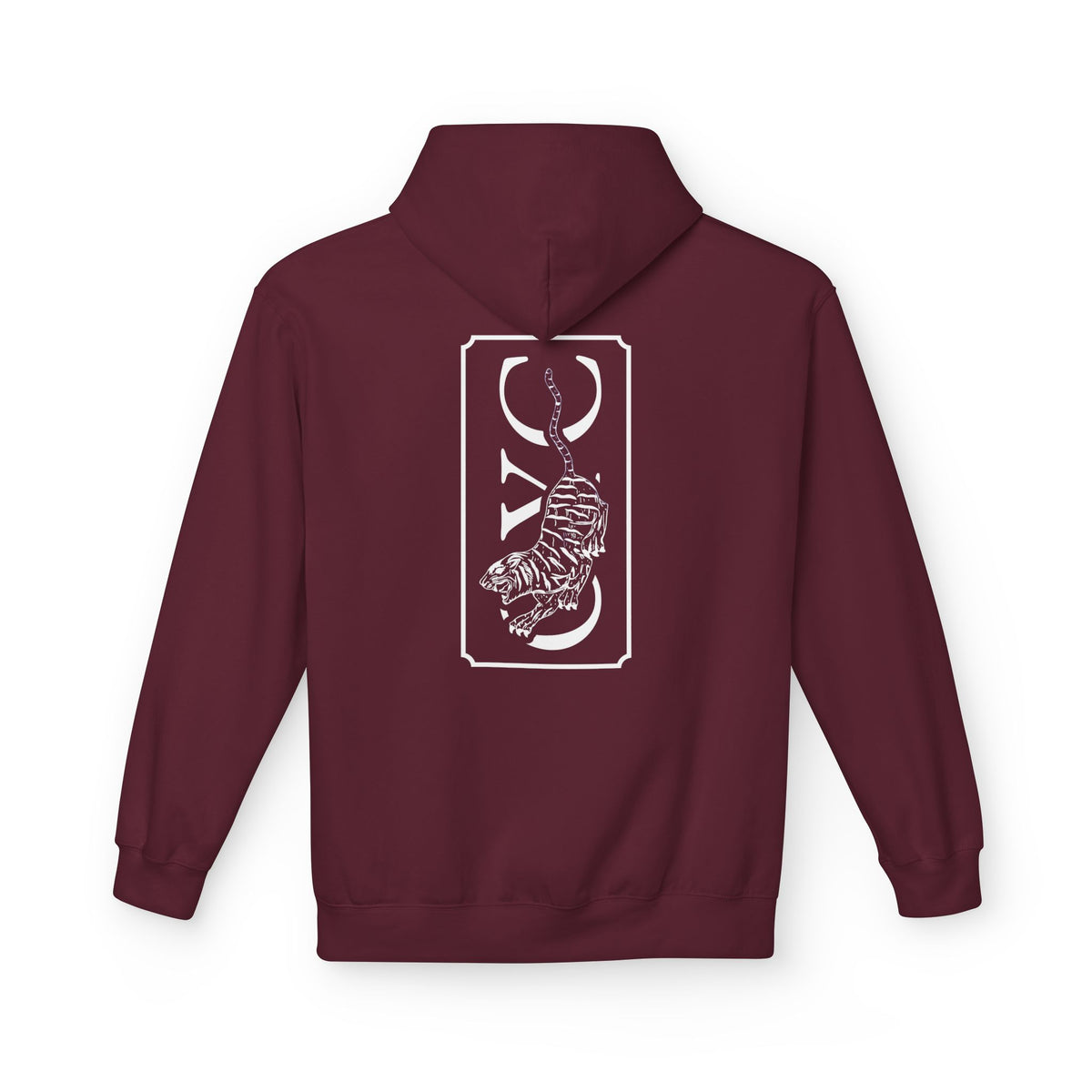 OYC Logo Hoodie — Orange Streetwear Pullover with Back Tiger Graphic