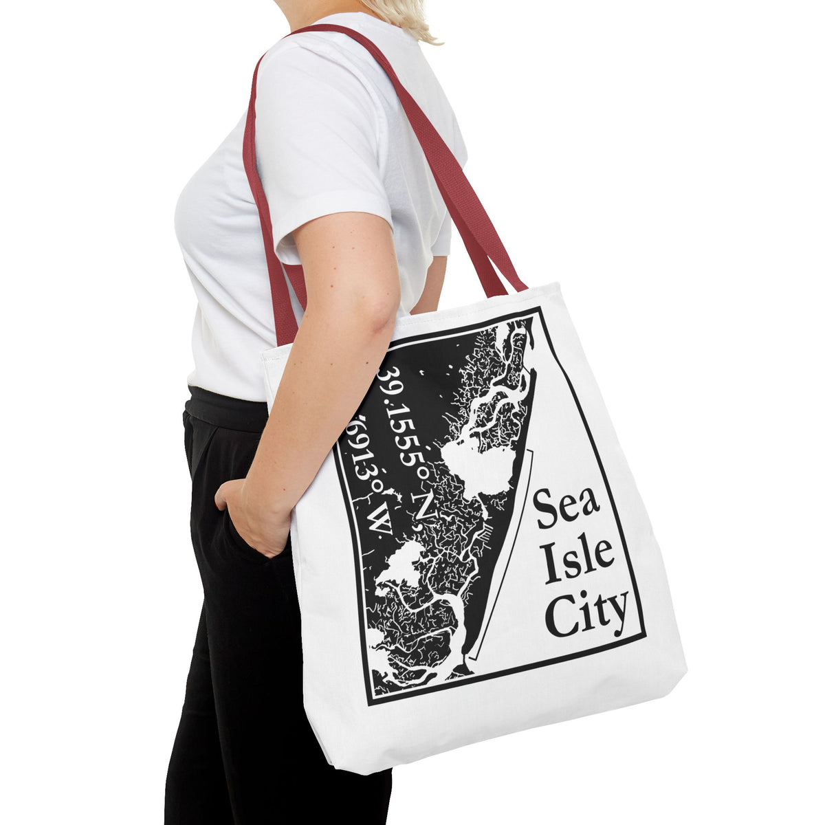 Sea Isle City Map Tote Bag — Coastal Coordinates Beach Bag