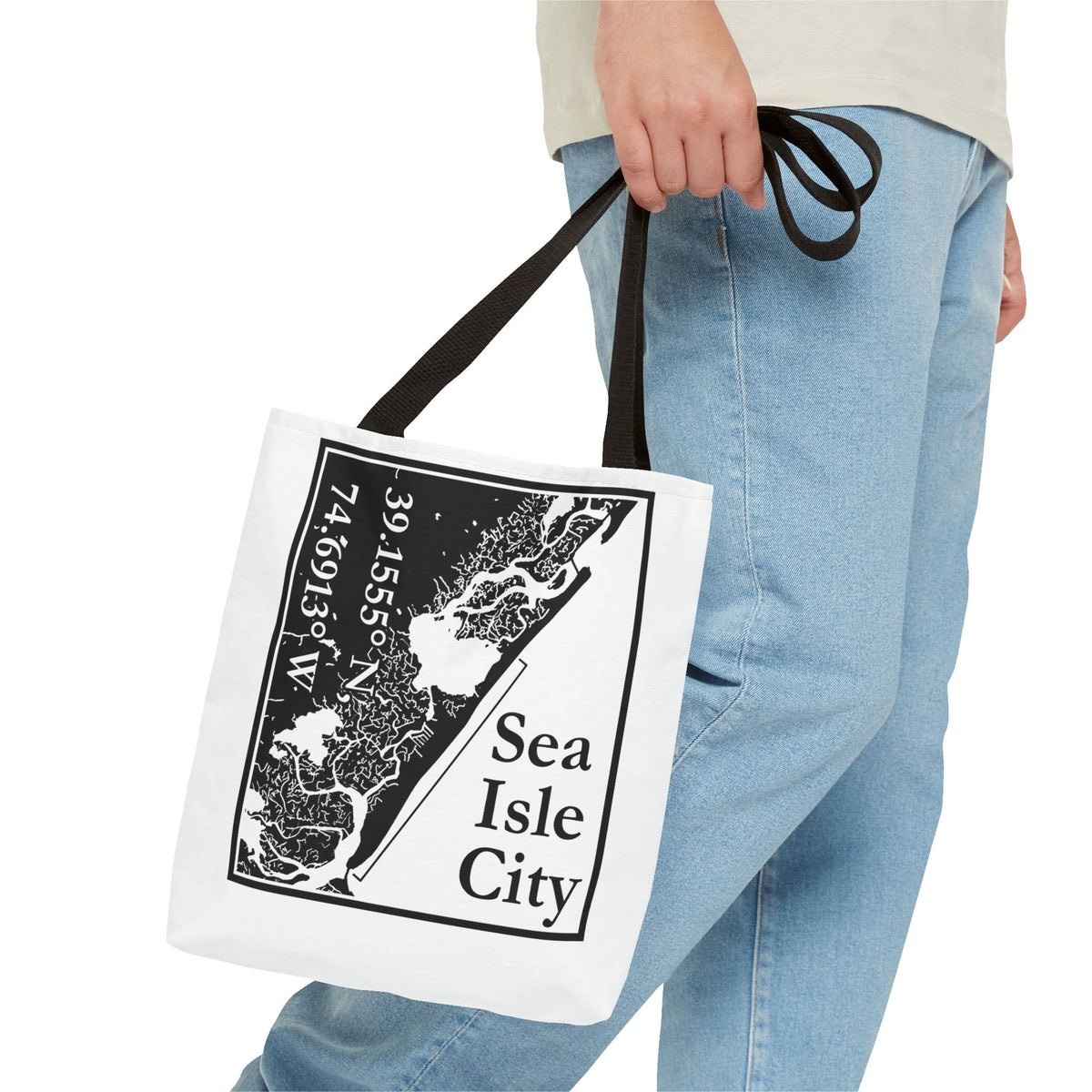 Sea Isle City Map Tote Bag — Coastal Coordinates Beach Bag
