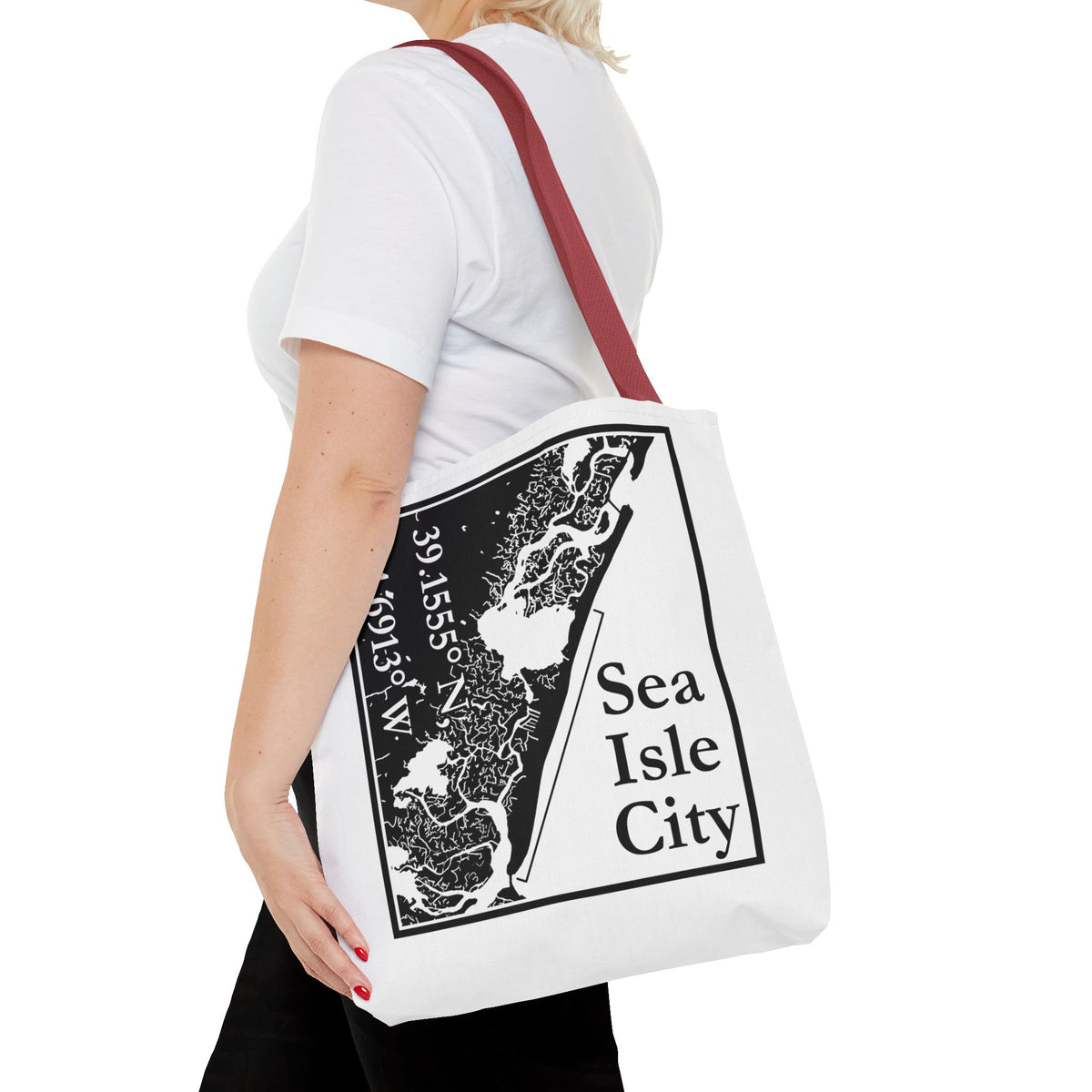 Sea Isle City Map Tote Bag — Coastal Coordinates Beach Bag