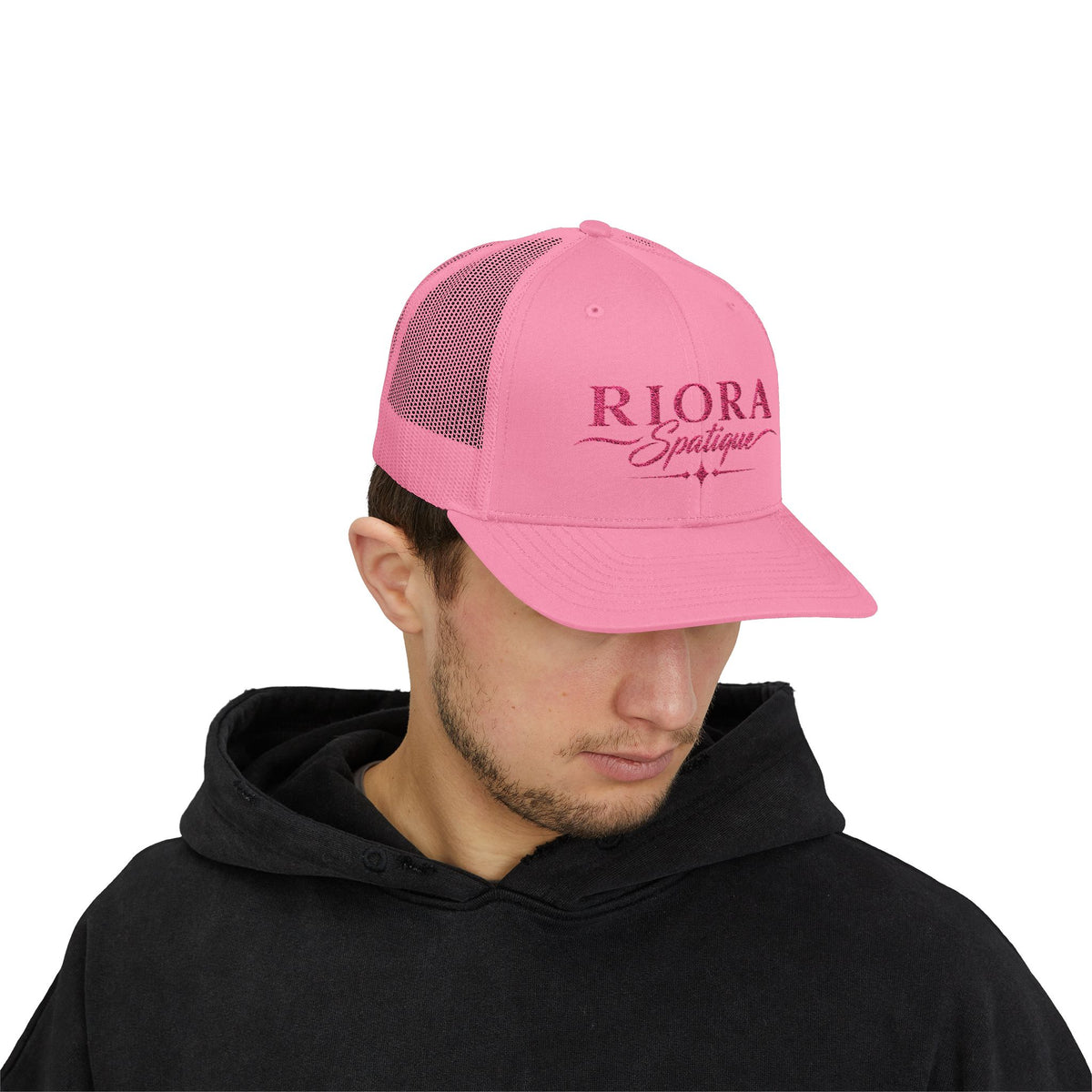 Riora Spatiques Pink Glitter Embroidered Trucker Cap