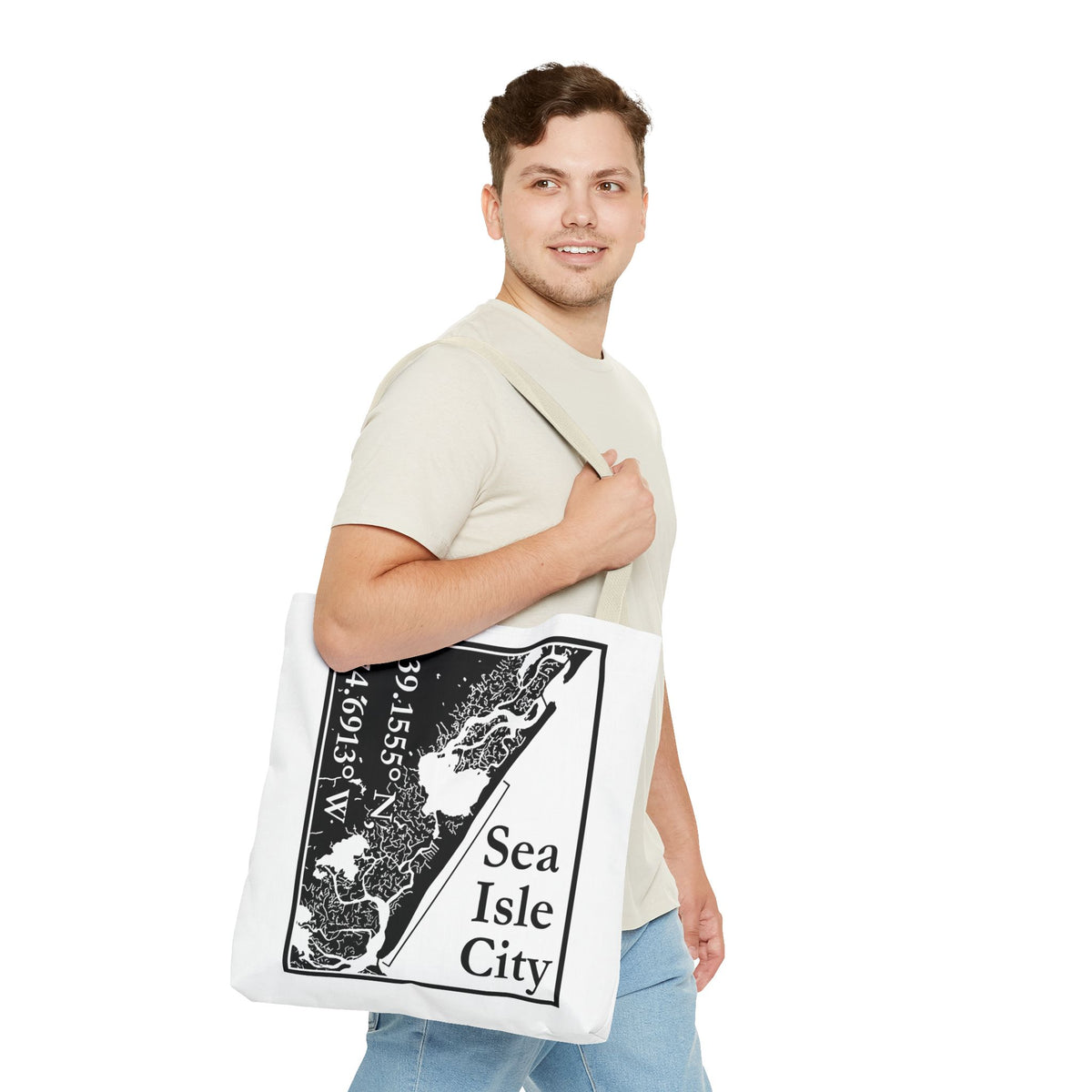 Sea Isle City Map Tote Bag — Coastal Coordinates Beach Bag