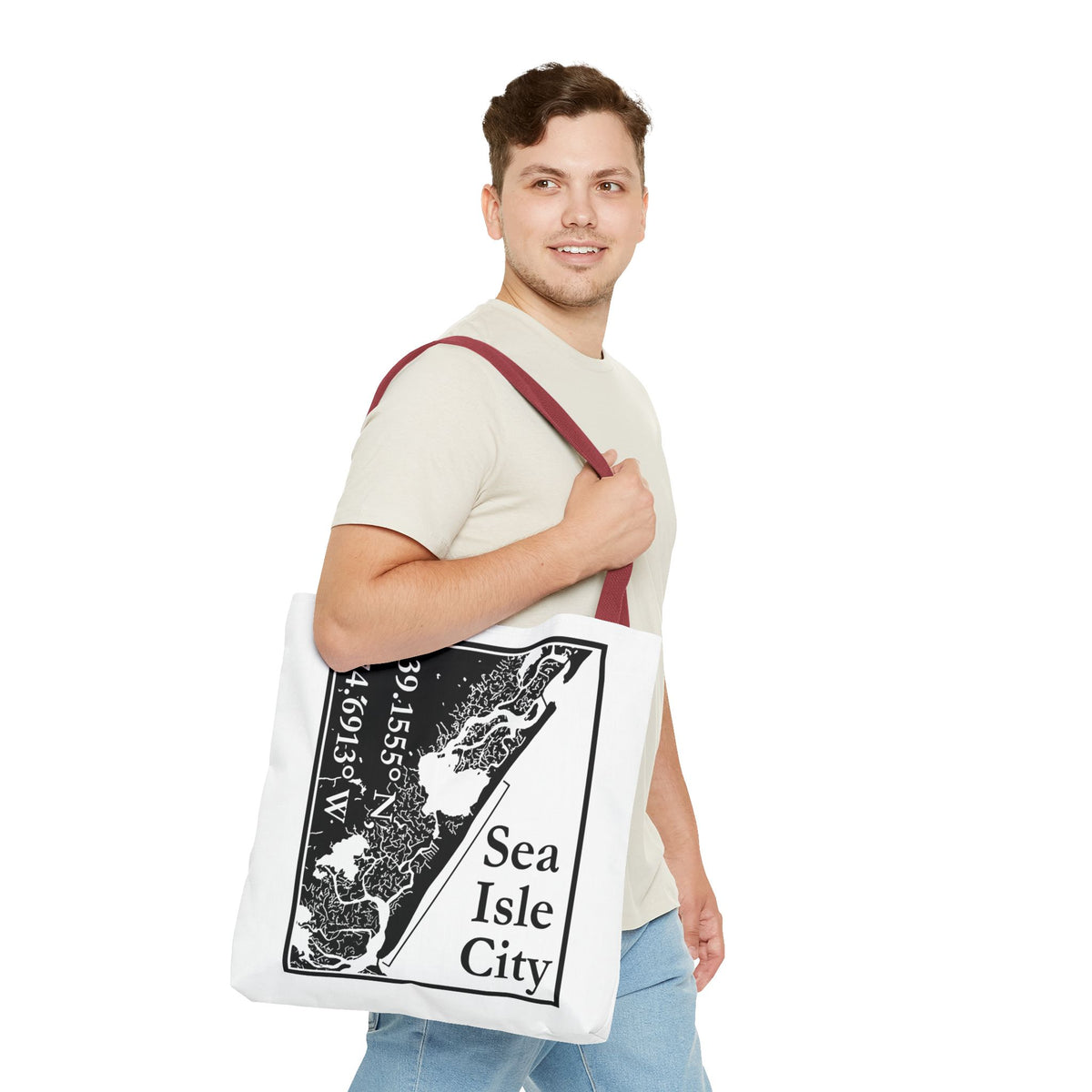Sea Isle City Map Tote Bag — Coastal Coordinates Beach Bag