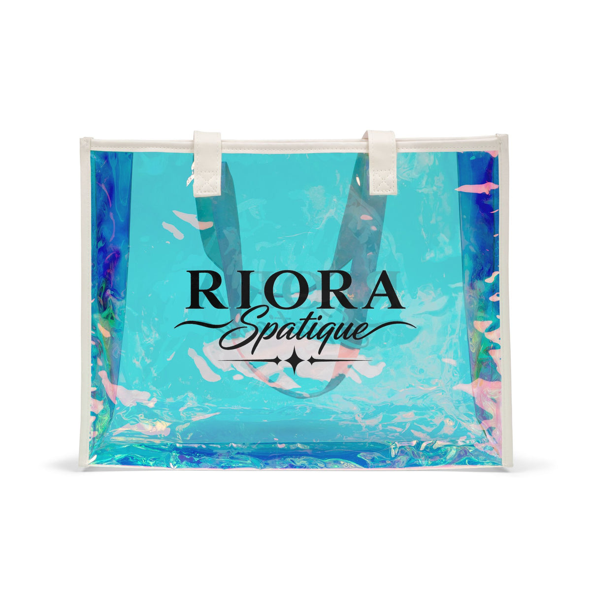 Holographic Beach Tote Bag — 'Riora Spatique' Iridescent PVC Shopper
