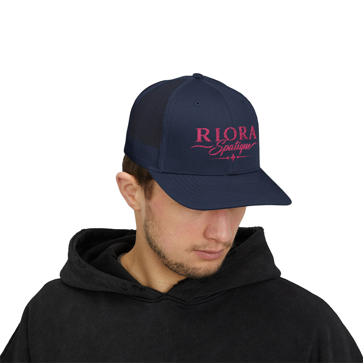 Riora Spatiques Pink Glitter Embroidered Trucker Cap
