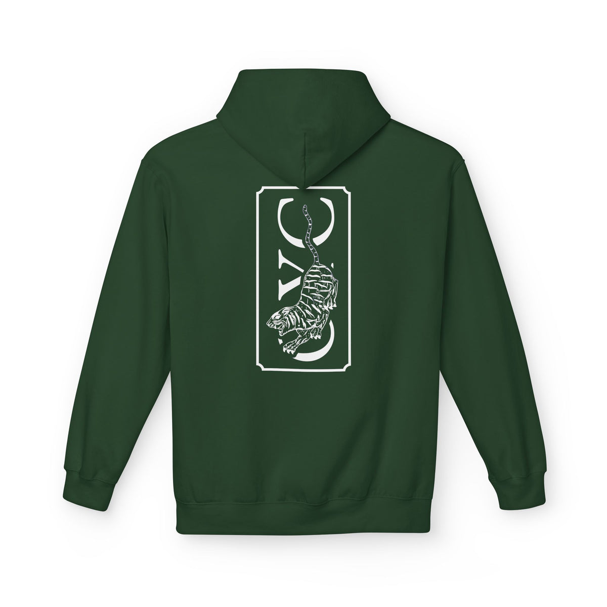 OYC Logo Hoodie — Orange Streetwear Pullover with Back Tiger Graphic