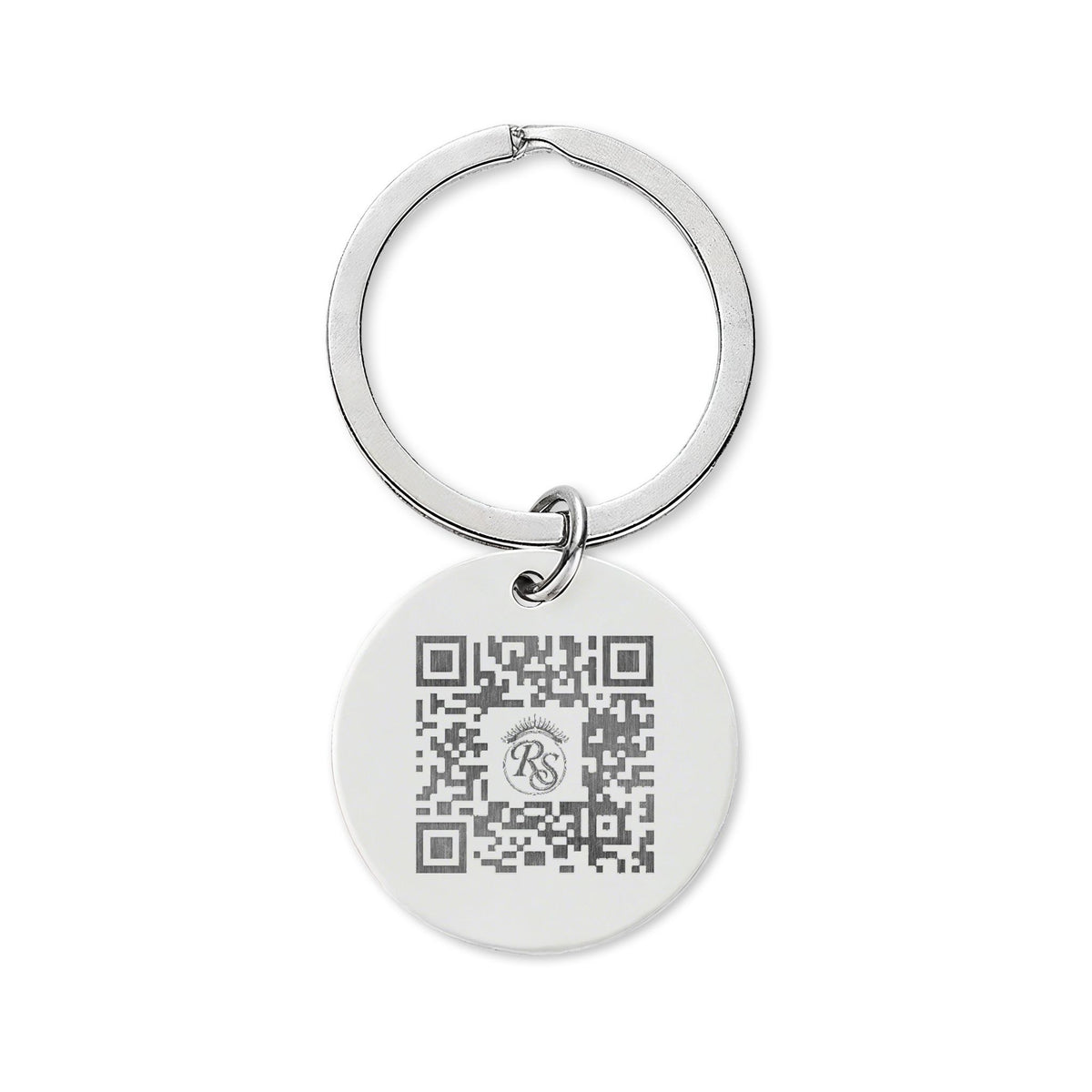 Engravable Stainless Steel Round Keychain — Custom Logo or QR Tag