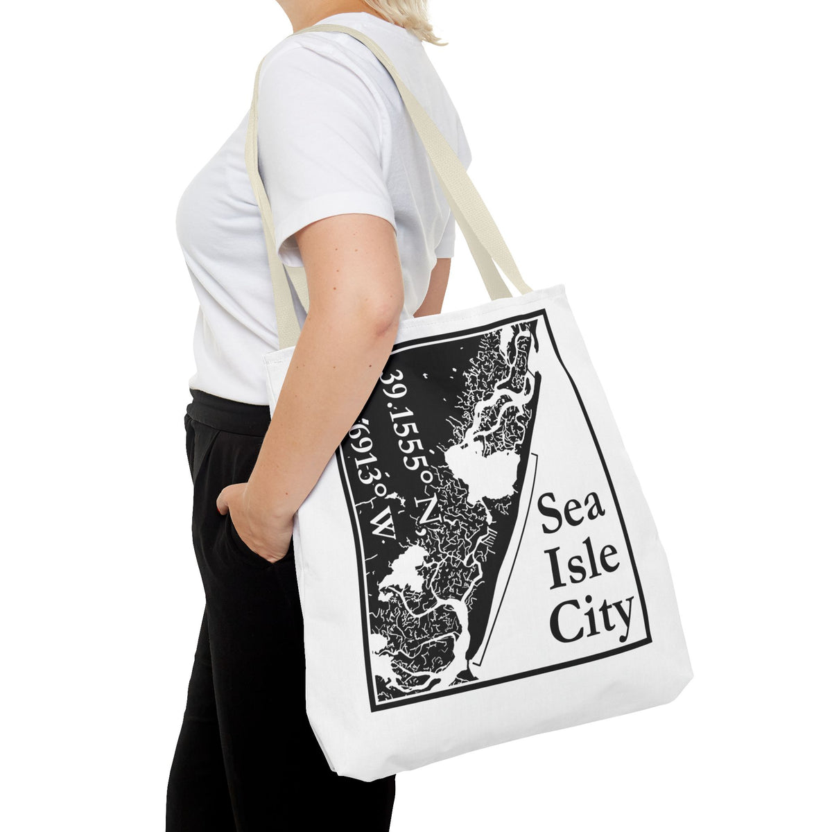Sea Isle City Map Tote Bag — Coastal Coordinates Beach Bag